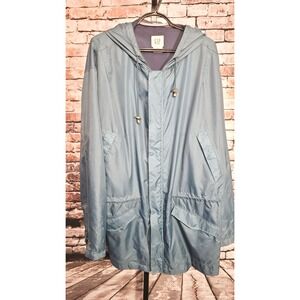 GAP Windbraker Coat Men XL Teal Soft Shell Mesh Liner Full Zip VTG 4 Pockets